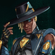 A witchy looking man in a wide-brimmed hat and vaguely futuristic outfit stares intensely at the camera.